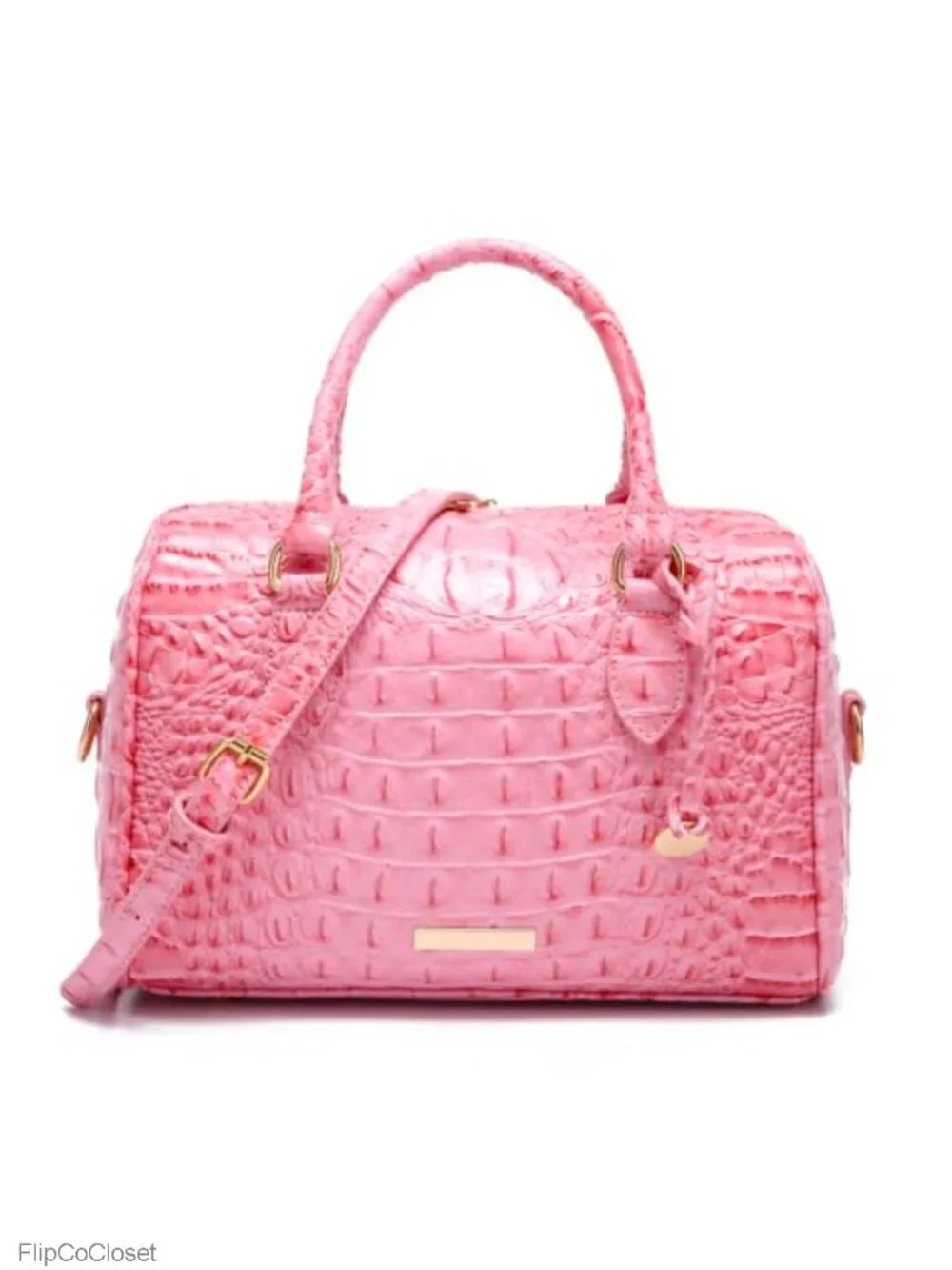 Vegan Leather Crocodile Embossed Satchel Top Handle Shoulder Bag Purse